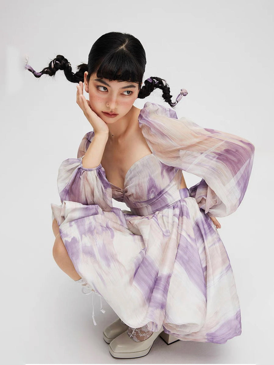 Slowliving Lifestyle Purple Puff Fairy Dress L