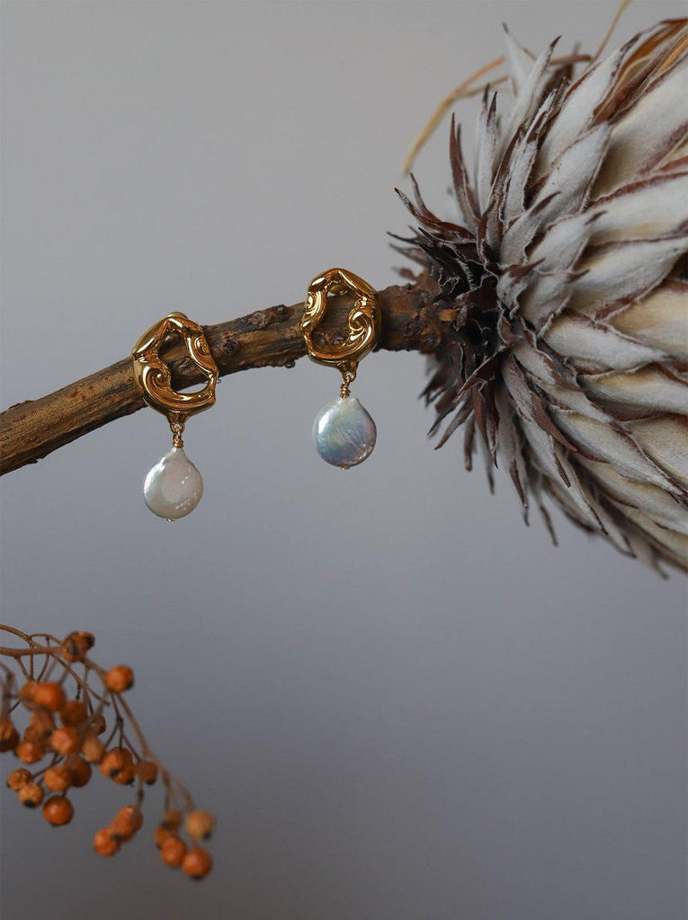 Gold Plated Pearl Drop Earrings - Slowliving Lifestyle