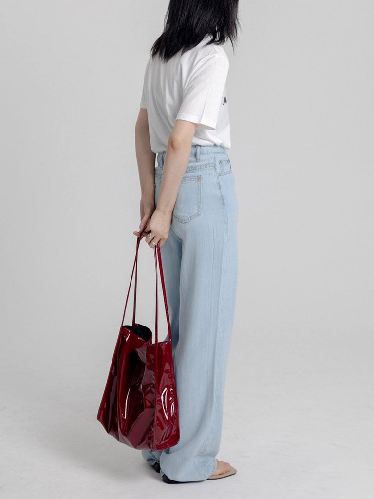 Dirty Six Patent Leather Tote Bag - Red - Slowliving Lifestyle