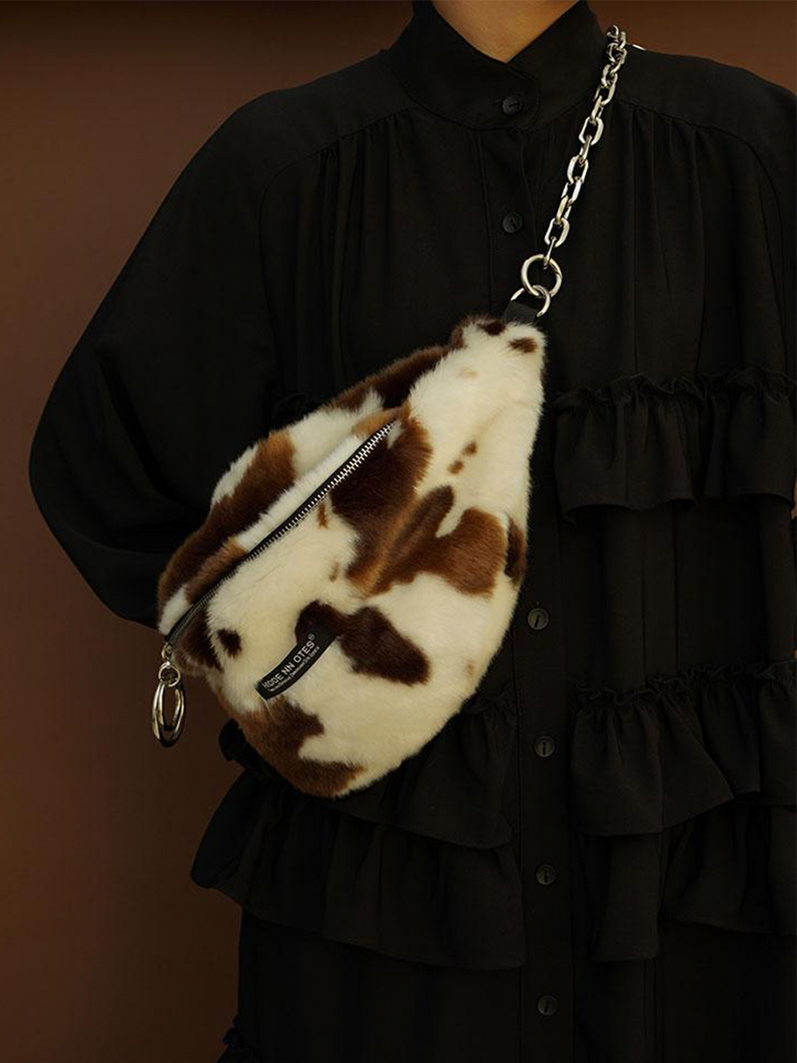 Cow print 2025 fur bag