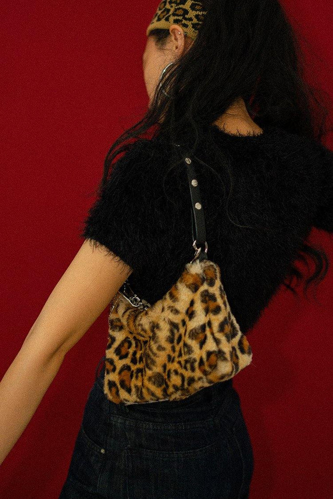 HIDDENNOTES Leopard Print Faux Fur Shoulder Bag - Slowliving Lifestyle