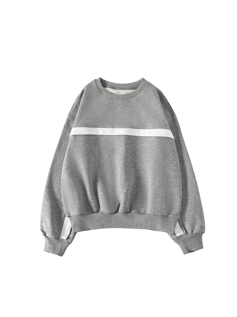 White-Striped Sweatshirt - Grey - Slowliving Lifestyle