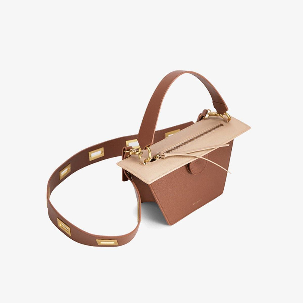Double-X Neoclassical Collection Trapezoidal Bag - Brown - Slowliving Lifestyle