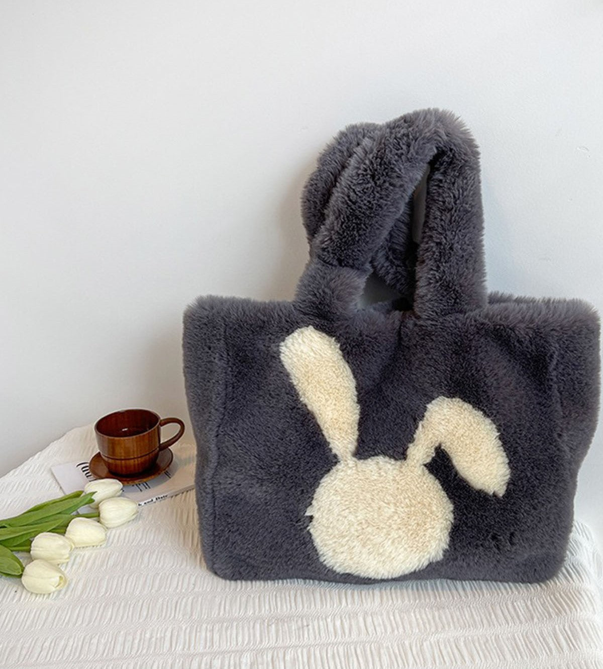 ☆人気☆【Ossl】☆Handmade Dan.z fleece fluffy tote ba.g☆ Fluffy Fleece Teddy Mom Bag, Boho Large Shoulder Tote Bag