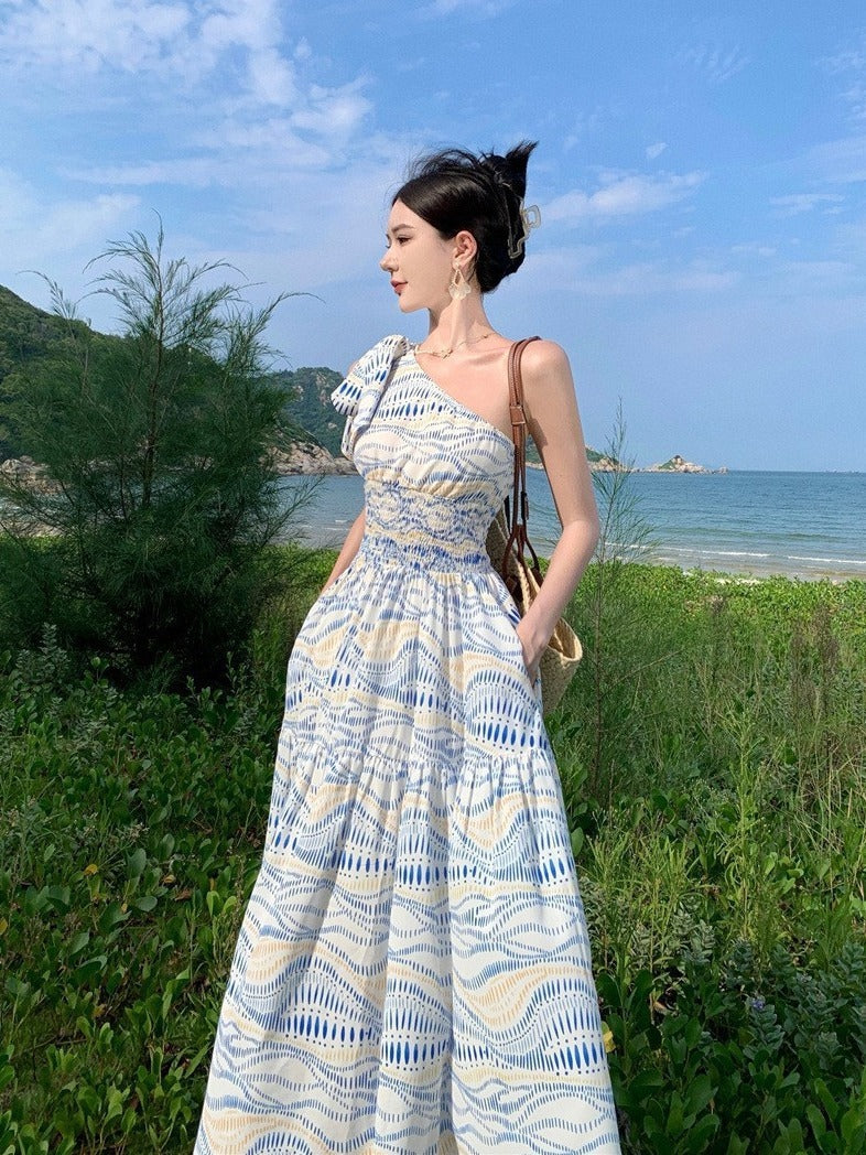 Coastal Chic Off-Shoulder Long Dress Medium Coastal Chic Off-Shoulder Long Dress Medium