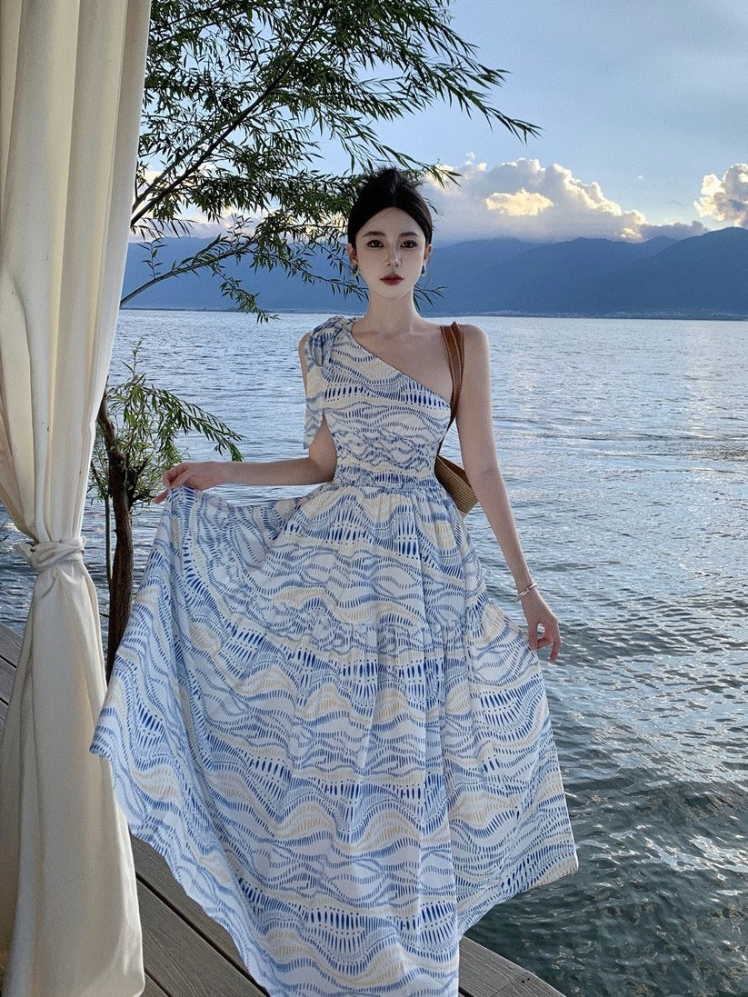 Coastal Chic Off-Shoulder Long Dress Medium Coastal Chic Off-Shoulder Long Dress Medium