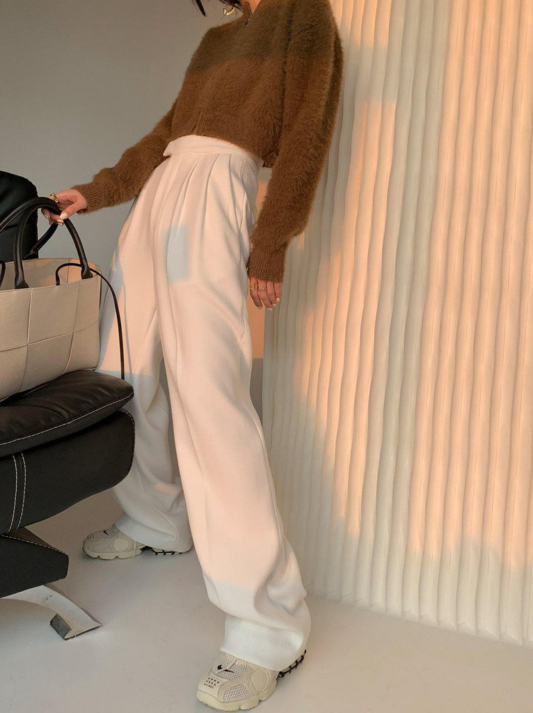 High-waisted Wide Straight Leg Pants - Slowliving Lifestyle