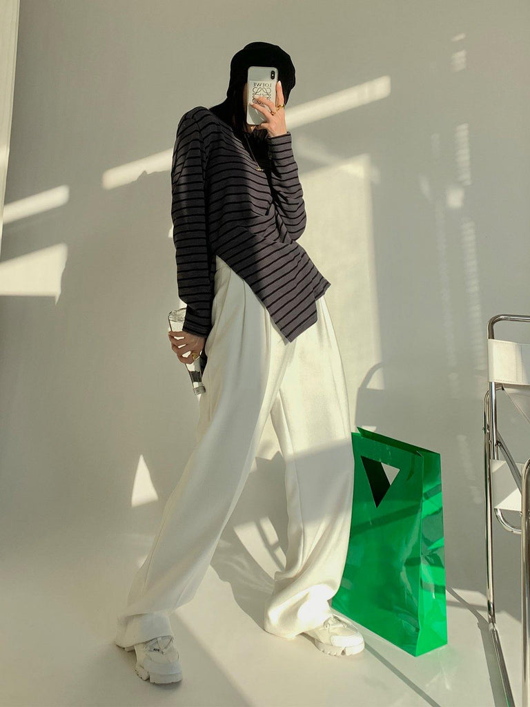 High-waisted Wide Straight Leg Pants - Slowliving Lifestyle