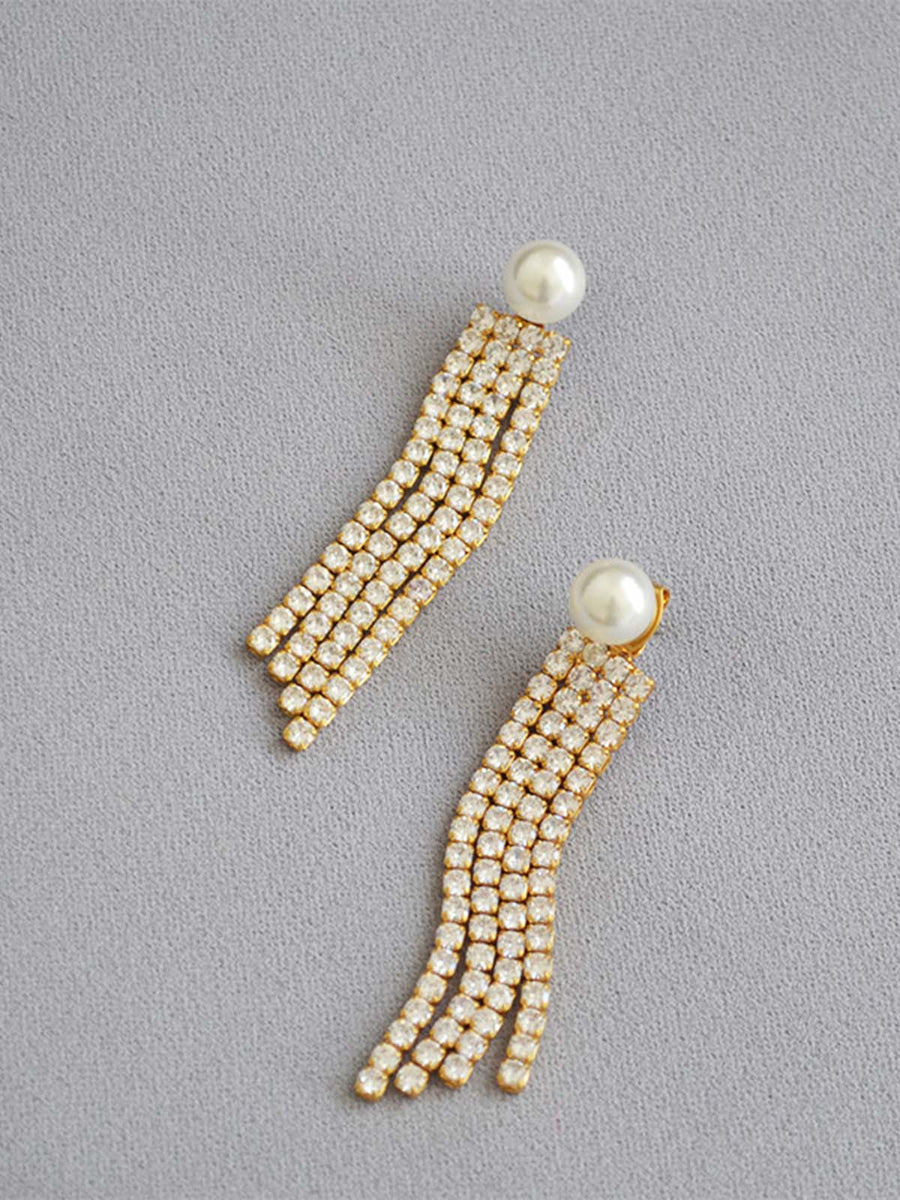 Zircon Long Fringe Pearl Earrings – Slowliving Lifestyle