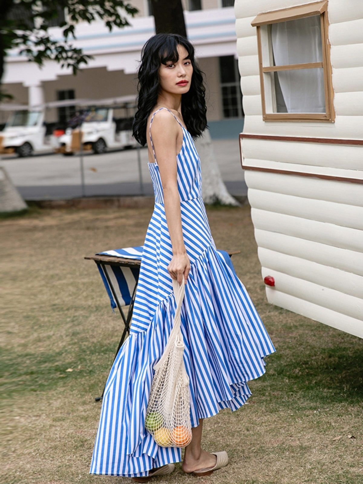 White And Blue Striped Maxi Dress – Slowliving Lifestyle