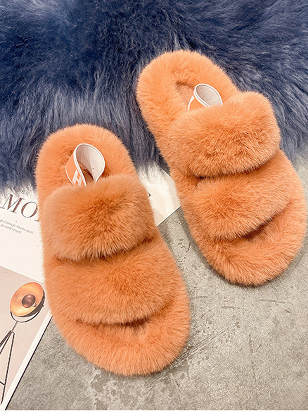 Faux Fur Mule Slippers In MID CORAL White Stuff 2025