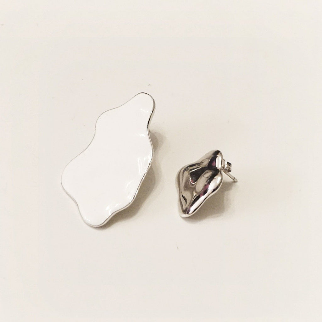 Asymmetrical White Peach Enamel Earrings - Slowliving Lifestyle