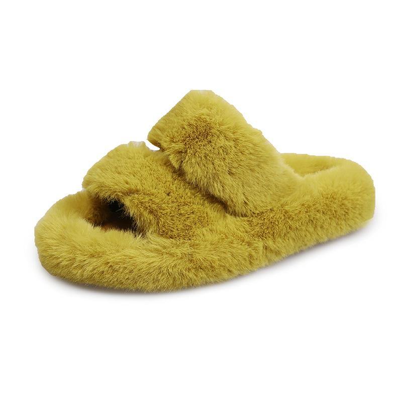 Double Strap Fluffy Slippers - Slowliving Lifestyle