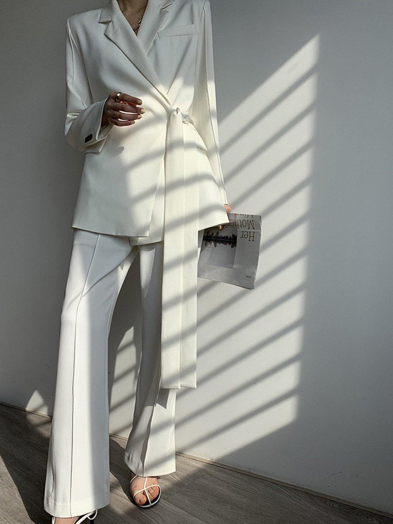 Design Wrap Suit Blazer in White - Slowliving Lifestyle