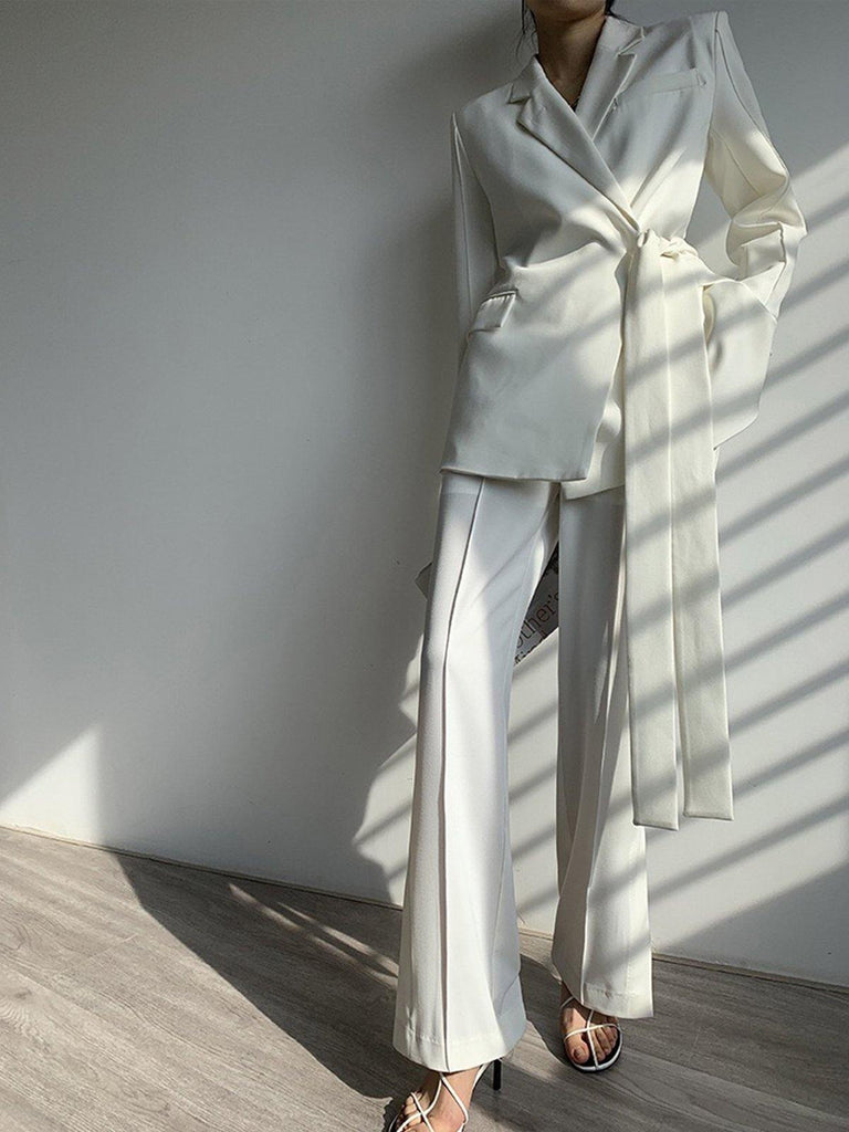Slit Side Wide Leg Pant in White - Slowliving Lifestyle