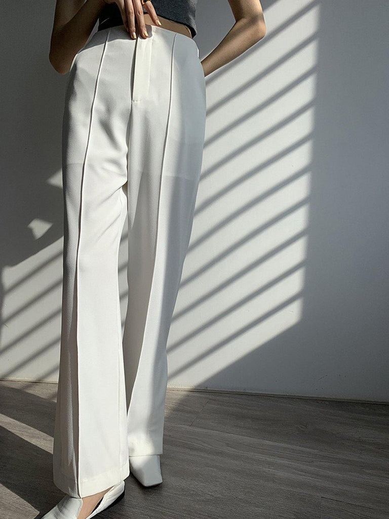 Slit Side Wide Leg Pant in White - Slowliving Lifestyle