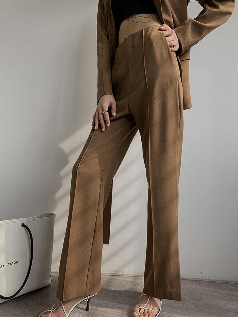 Design Wrap Suit Blazer in Coffee Brown - Slowliving Lifestyle