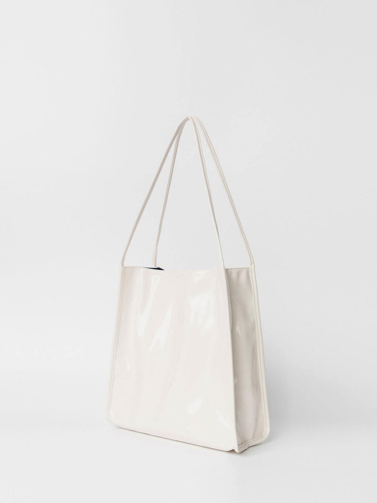 Dirty Six Patent Leather Tote Bag - White - Slowliving Lifestyle