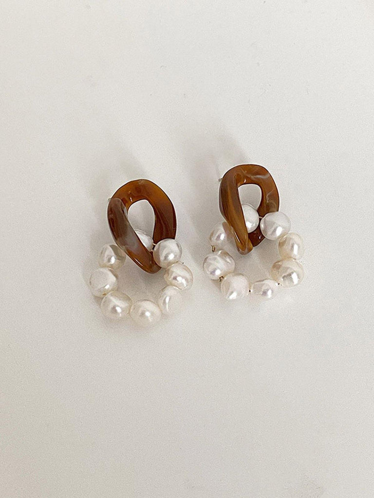 Resin and Natural Freshwater Pearl Earrings - Slowliving Lifestyle