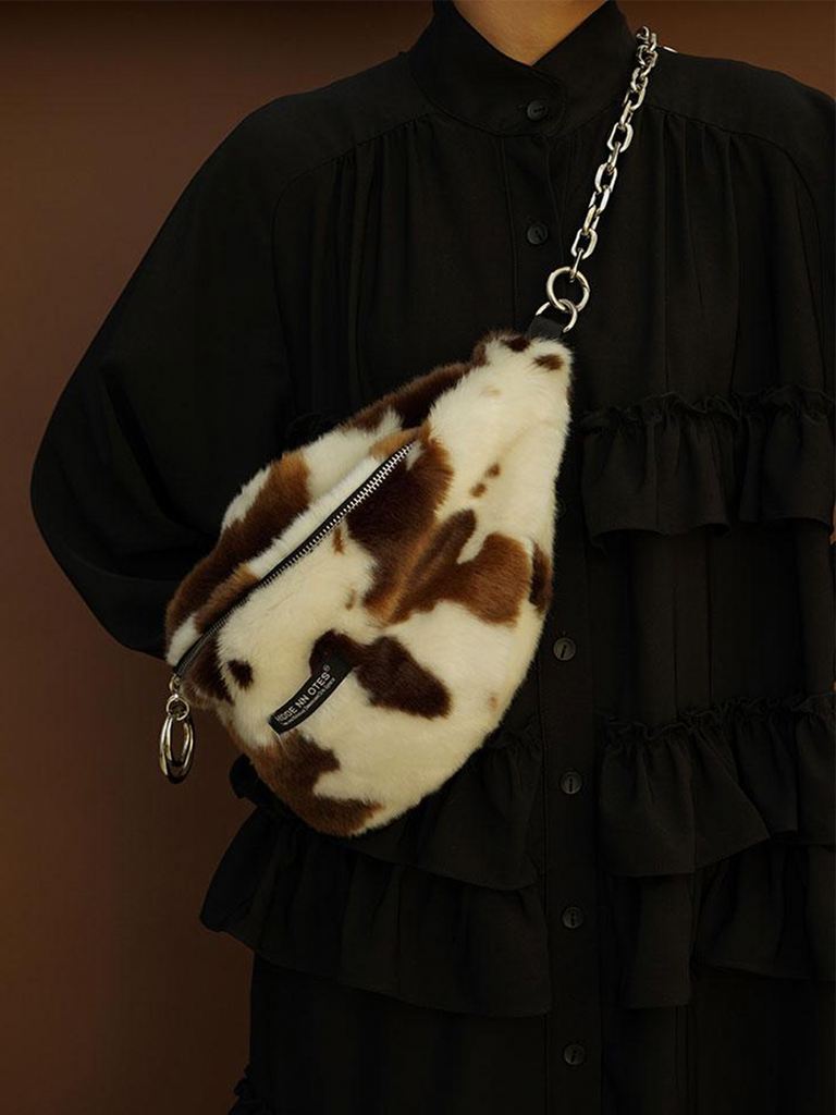 HIDDENNOTES Cow Print Faux Fur Crossbody Bag - Slowliving Lifestyle