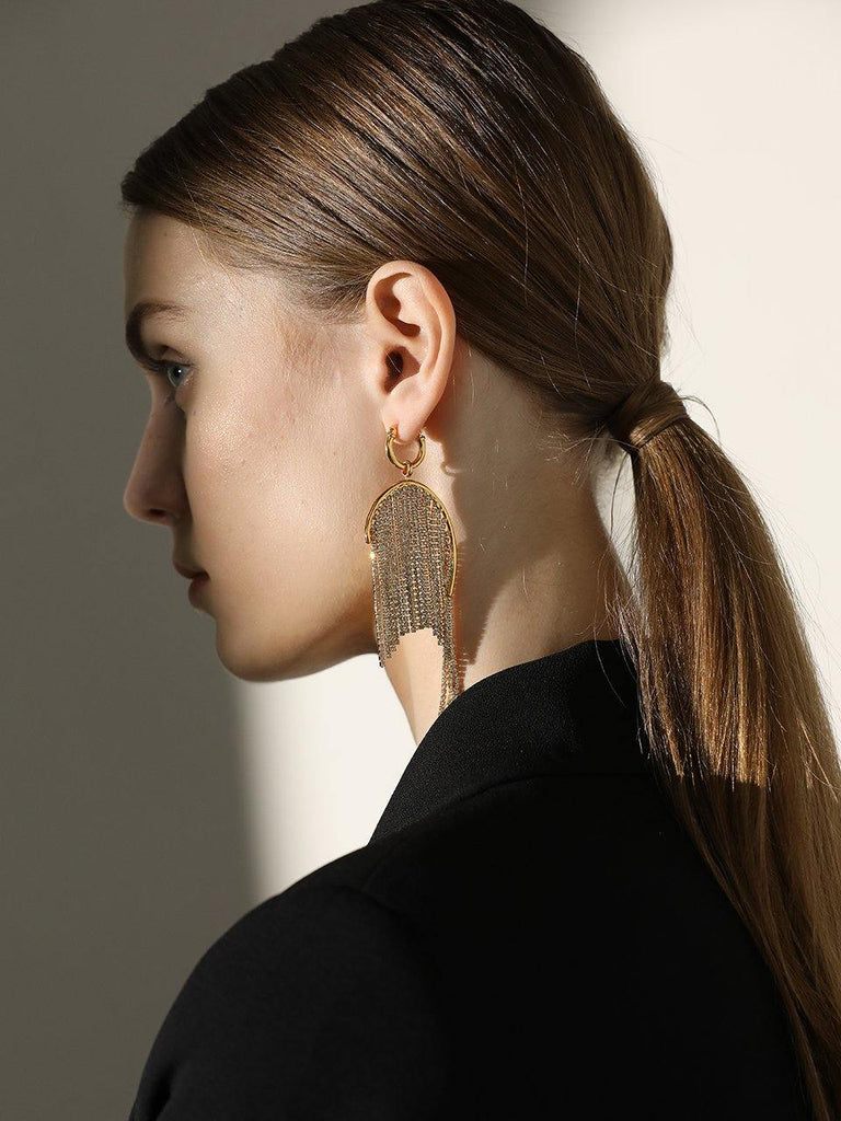 Natural Pearl Zircon Tassel Earrings - Slowliving Lifestyle