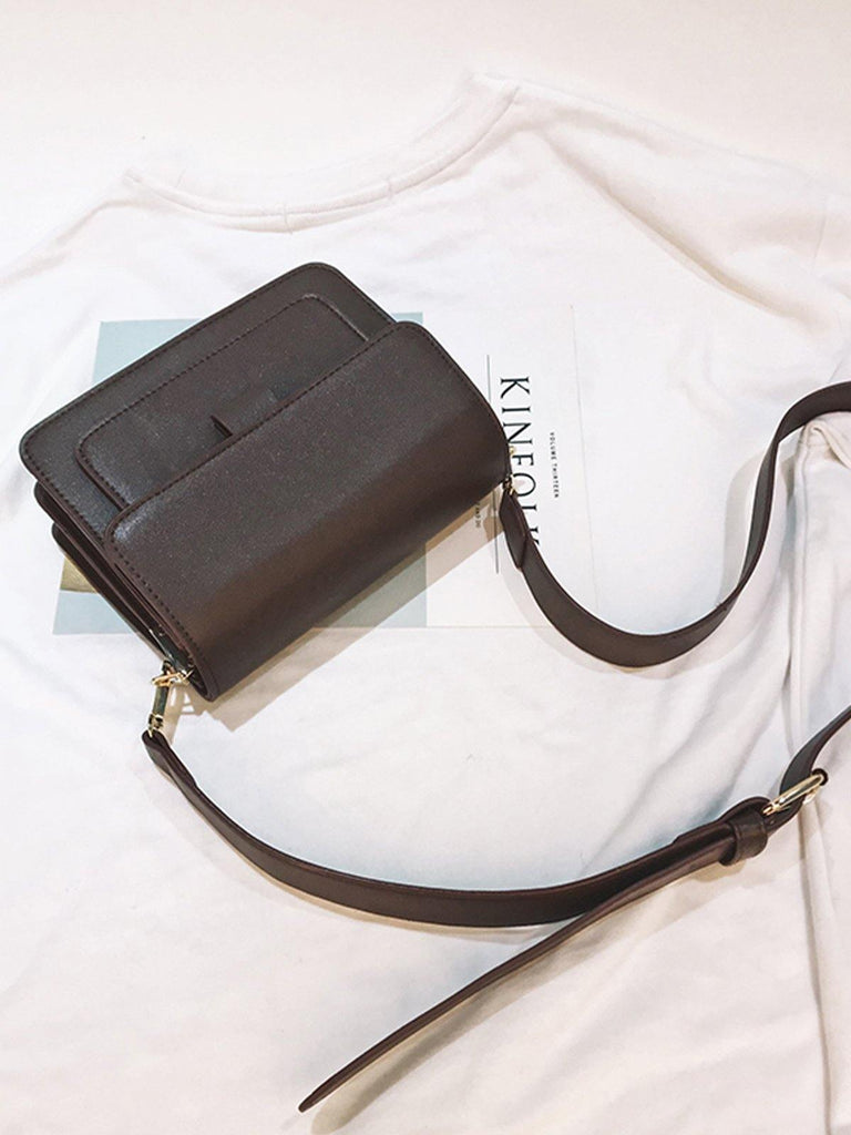 Accordion Dark Brown Small Shoulder Bag - Slowliving Lifestyle
