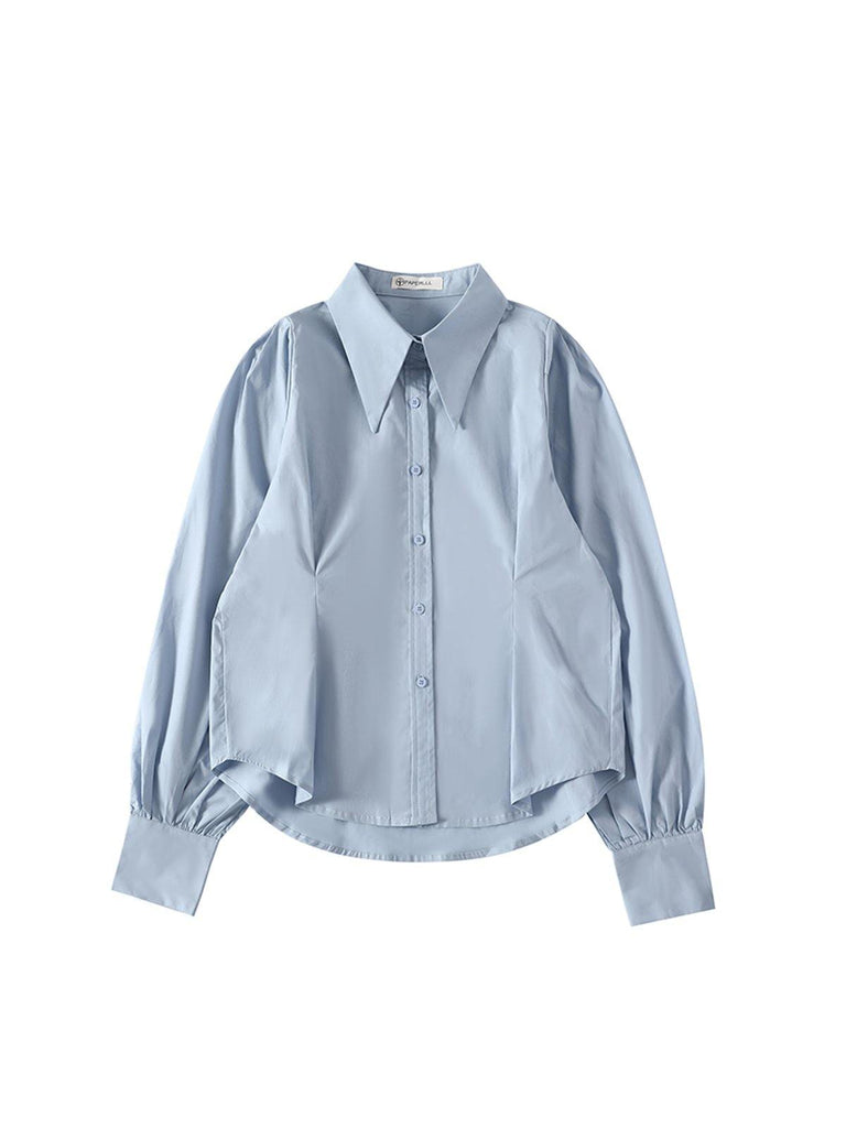 Puff Sleeve Shirt - Blue - Slowliving Lifestyle