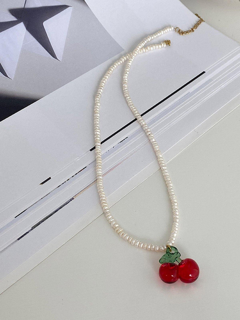 Cherry and Pearl Necklace - Slowliving Lifestyle