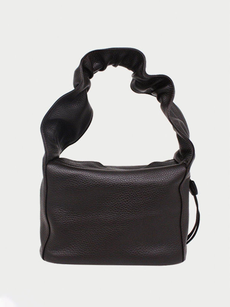 Buffed Leather Top Handle Bag - Black - Slowliving Lifestyle