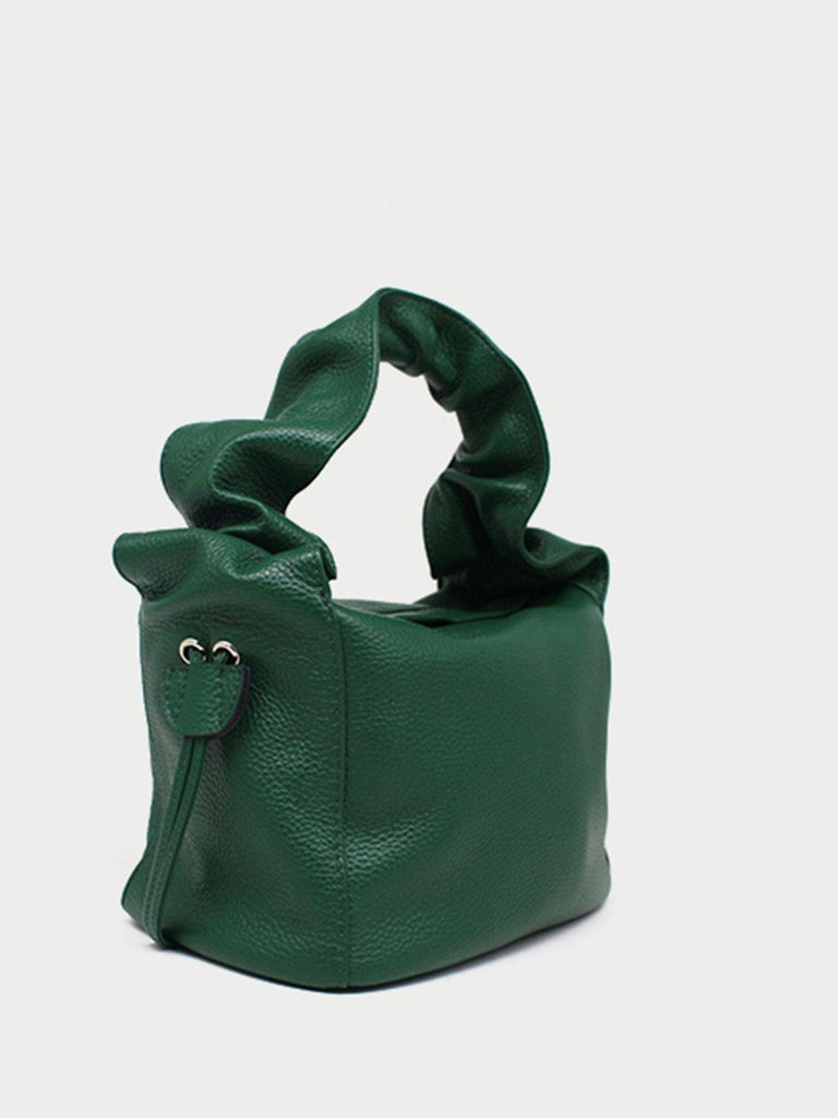 Buffed Leather Top Handle Bag - Green - Slowliving Lifestyle