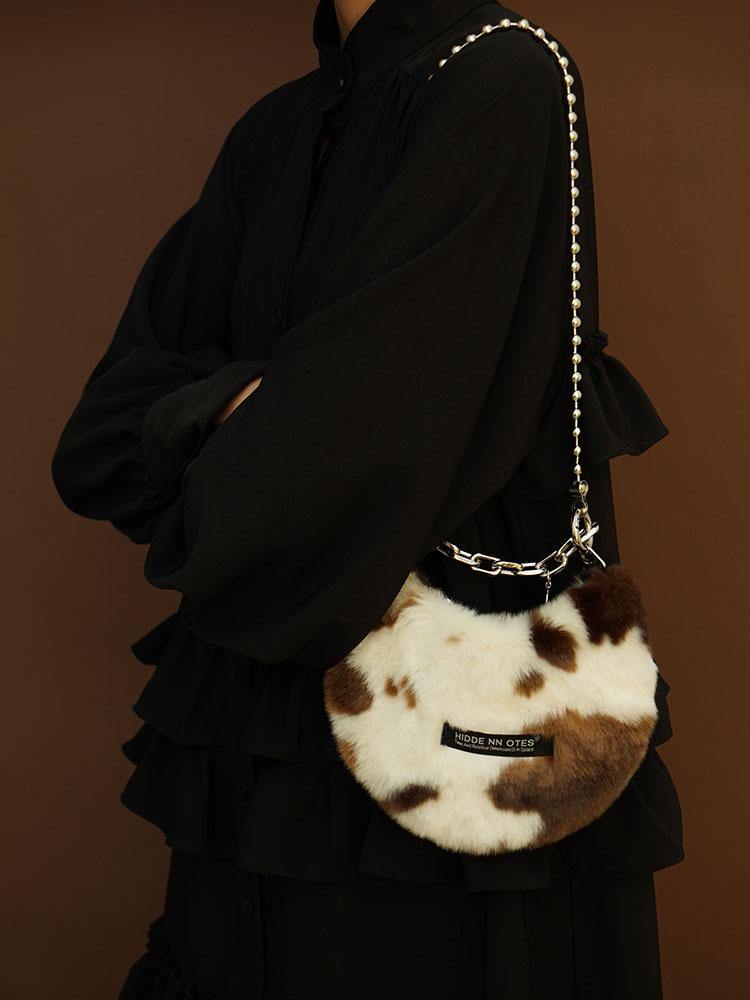 HIDDENNOTES Cow Print Faux Fur Bag - Slowliving Lifestyle