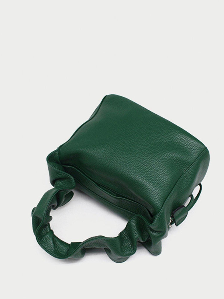 Buffed Leather Top Handle Bag - Green - Slowliving Lifestyle