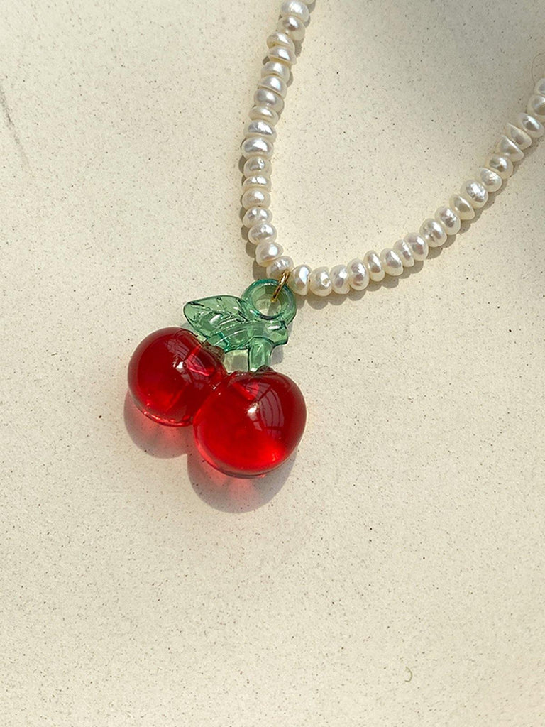 Cherry and Pearl Necklace - Slowliving Lifestyle