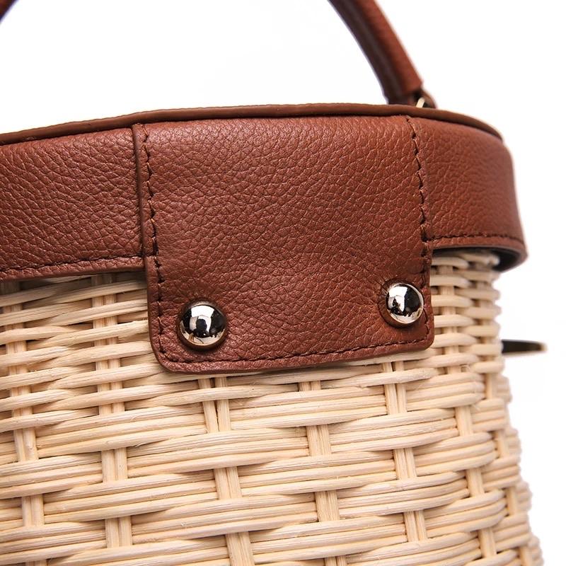 Summer Real Leather Rattan Handbag - Slowliving Lifestyle