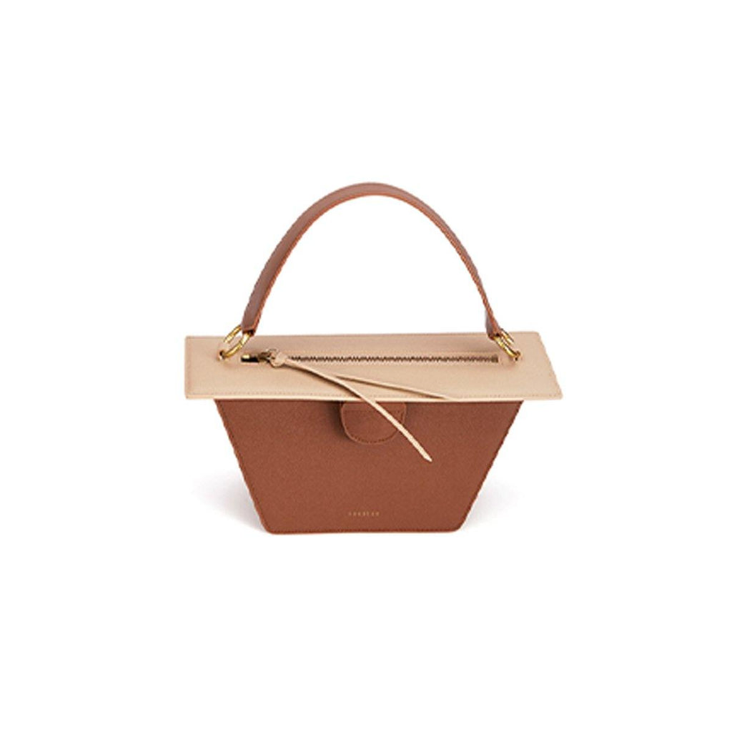 Double-X Neoclassical Collection Trapezoidal Bag - Brown - Slowliving Lifestyle