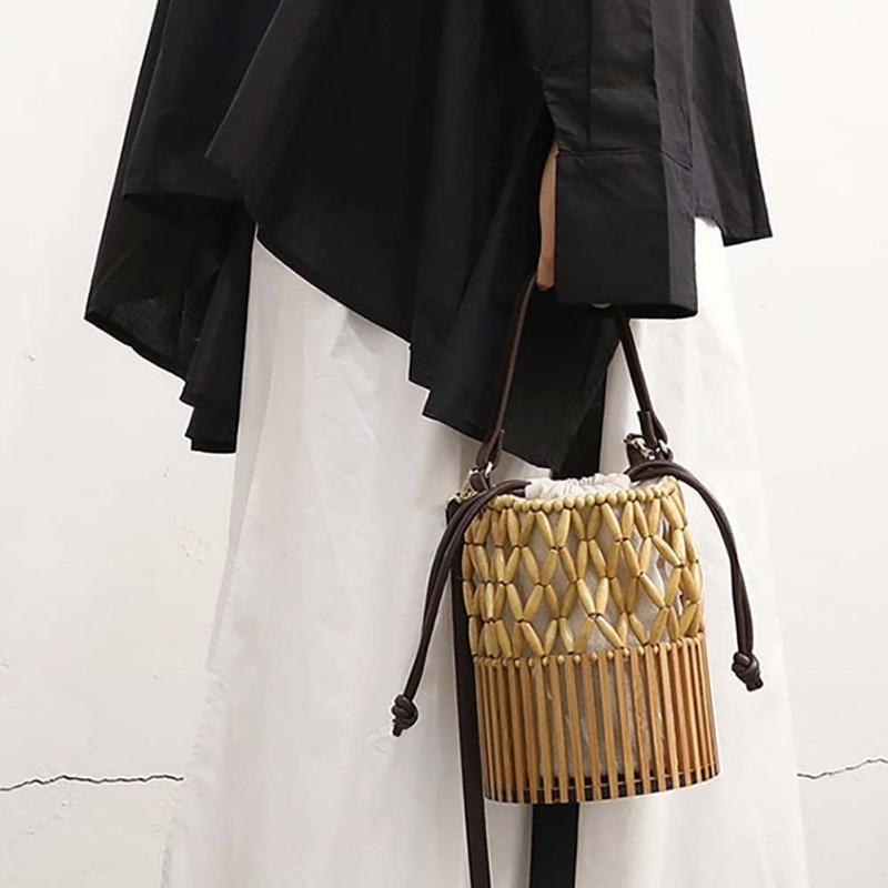 Bamboo Woven Canvas Shoulder Bag - Slowliving Lifestyle