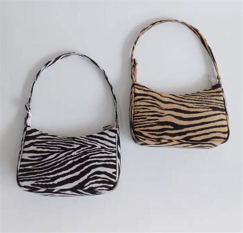 Velvet Zebra Print Baguette Shoulder Bag - Slowliving Lifestyle