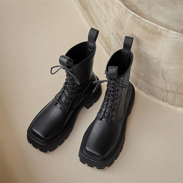 Women Short Boots Genuine Leather Shoes - Slowliving Lifestyle