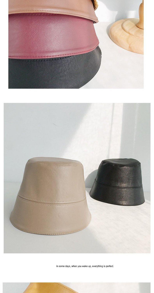 PU Leather Bucket Hat Unisex Winter Foldable Fishing Hunting Cap - Slowliving Lifestyle